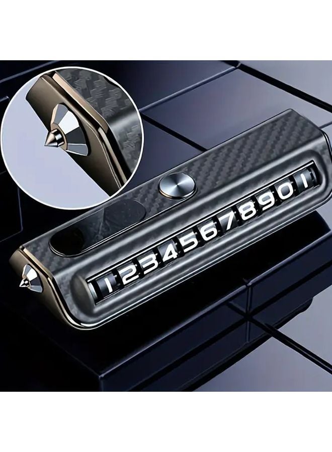 Black Carbon Fiber Pattern Car Dashboard Ornament with Window Breaking Hammer ABS Material - Image 1